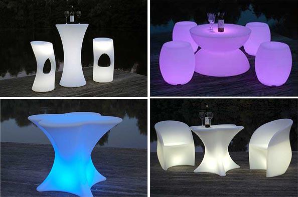 Led-Möbel Sitzgruppen, Barhocker und Tische