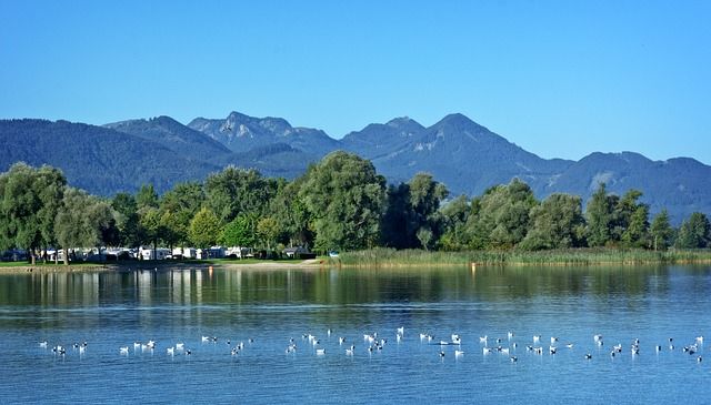 Badevergnügen vor dem Campingplatz in Waging am See