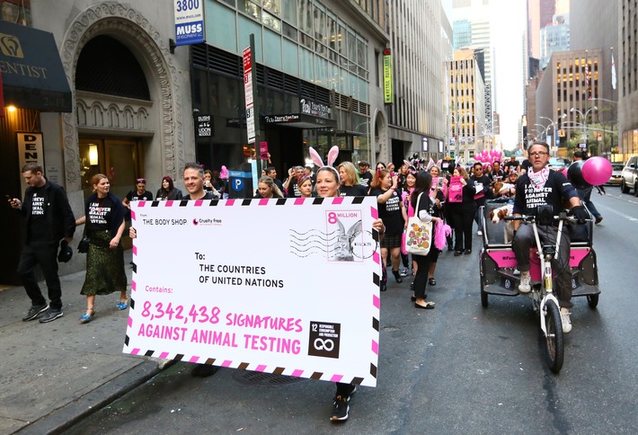 Am gestrigen Welttierschutztag machten sich The Body Shop und Cruelty Free International in New York auf den Weg zu den Vereinten Nationen