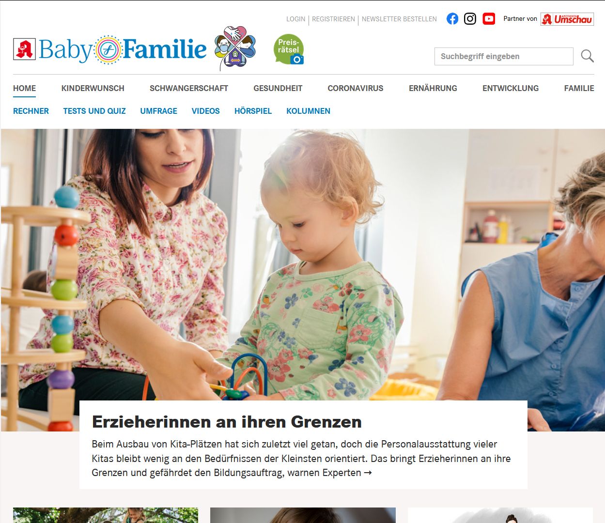 Screenshot Website Baby und Familie 