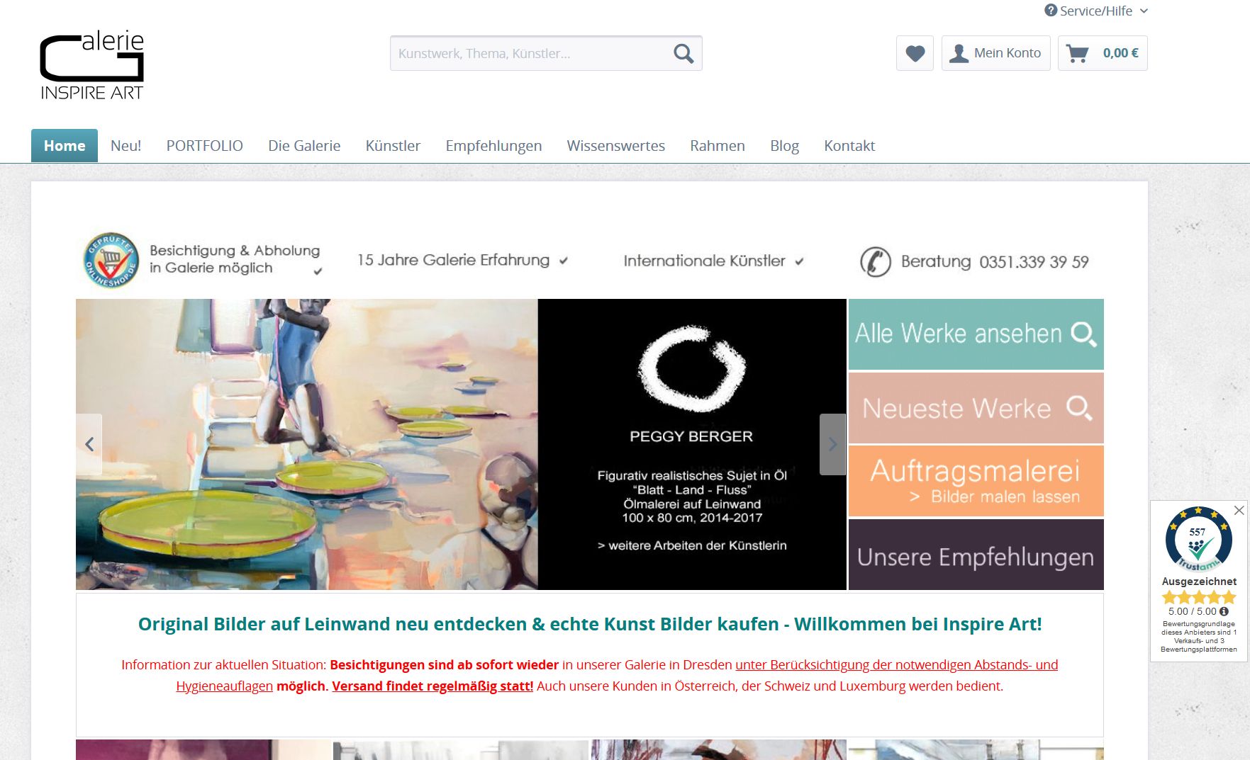 Screenshot Website Inspire Art