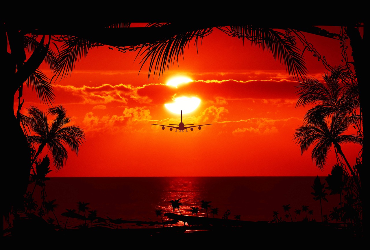 Flugzeug im Sonnenuntergang