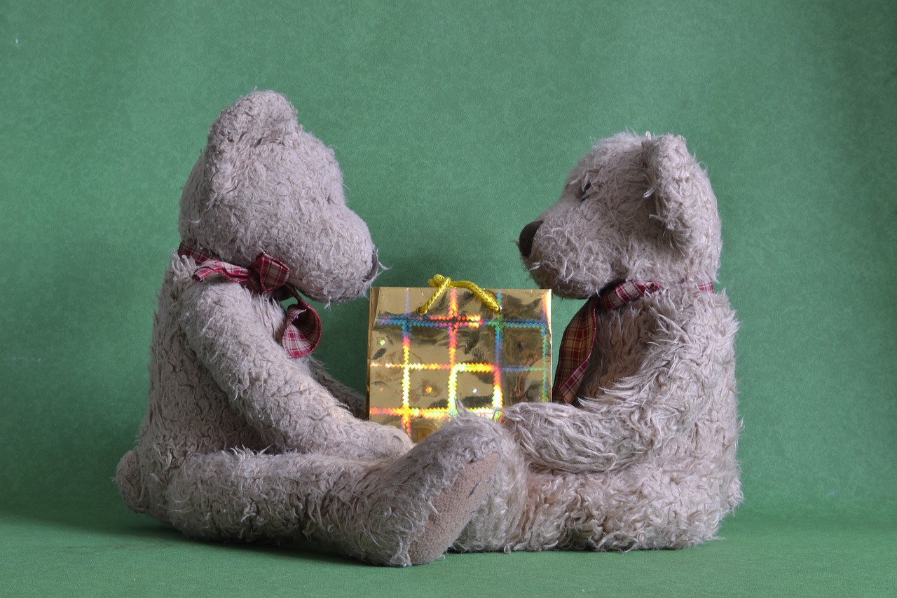 Zwei Teddys mit Geschenk