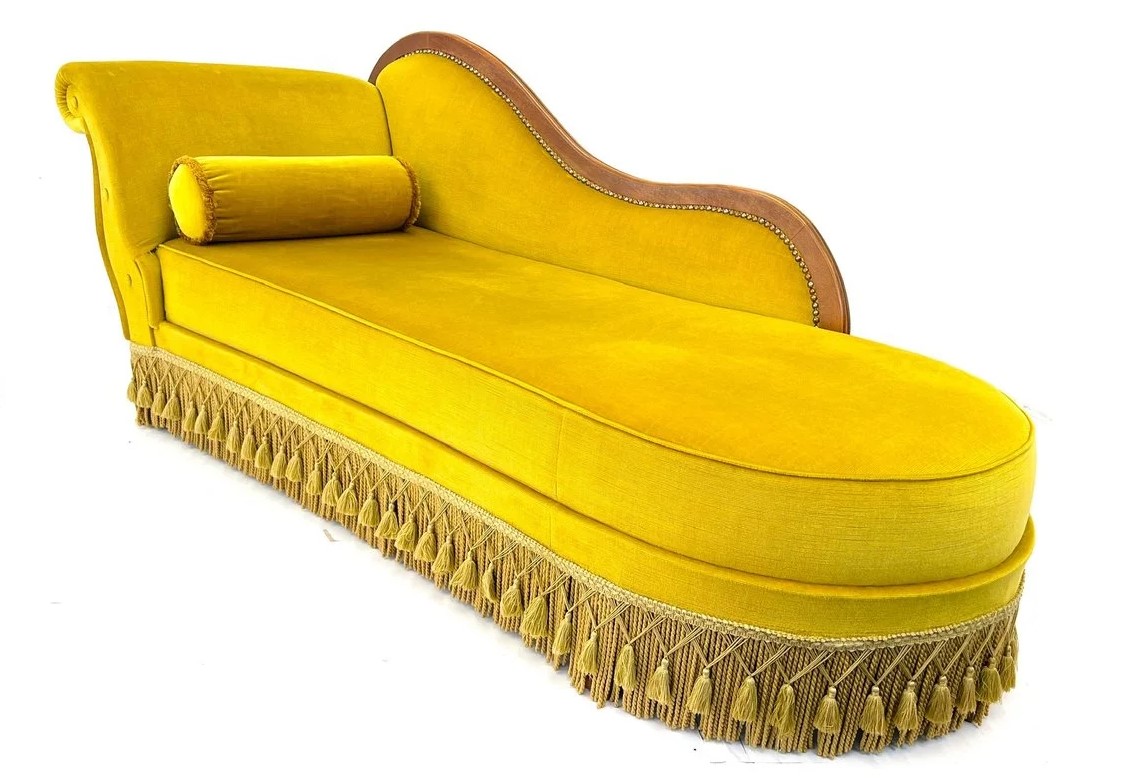 Vintage Chaiselongue aus gelbem Samt