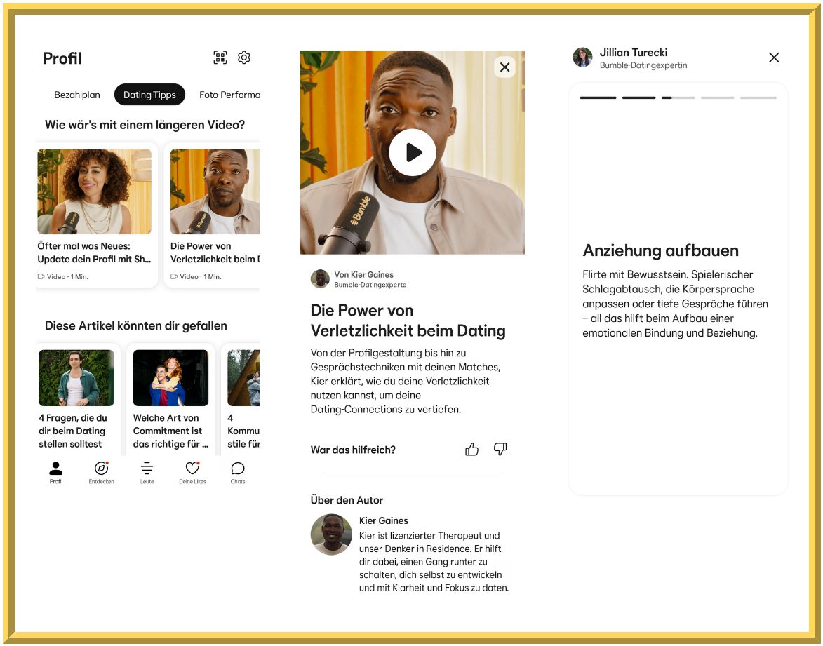 Daten kann man auf der Plattform Bumble lernen