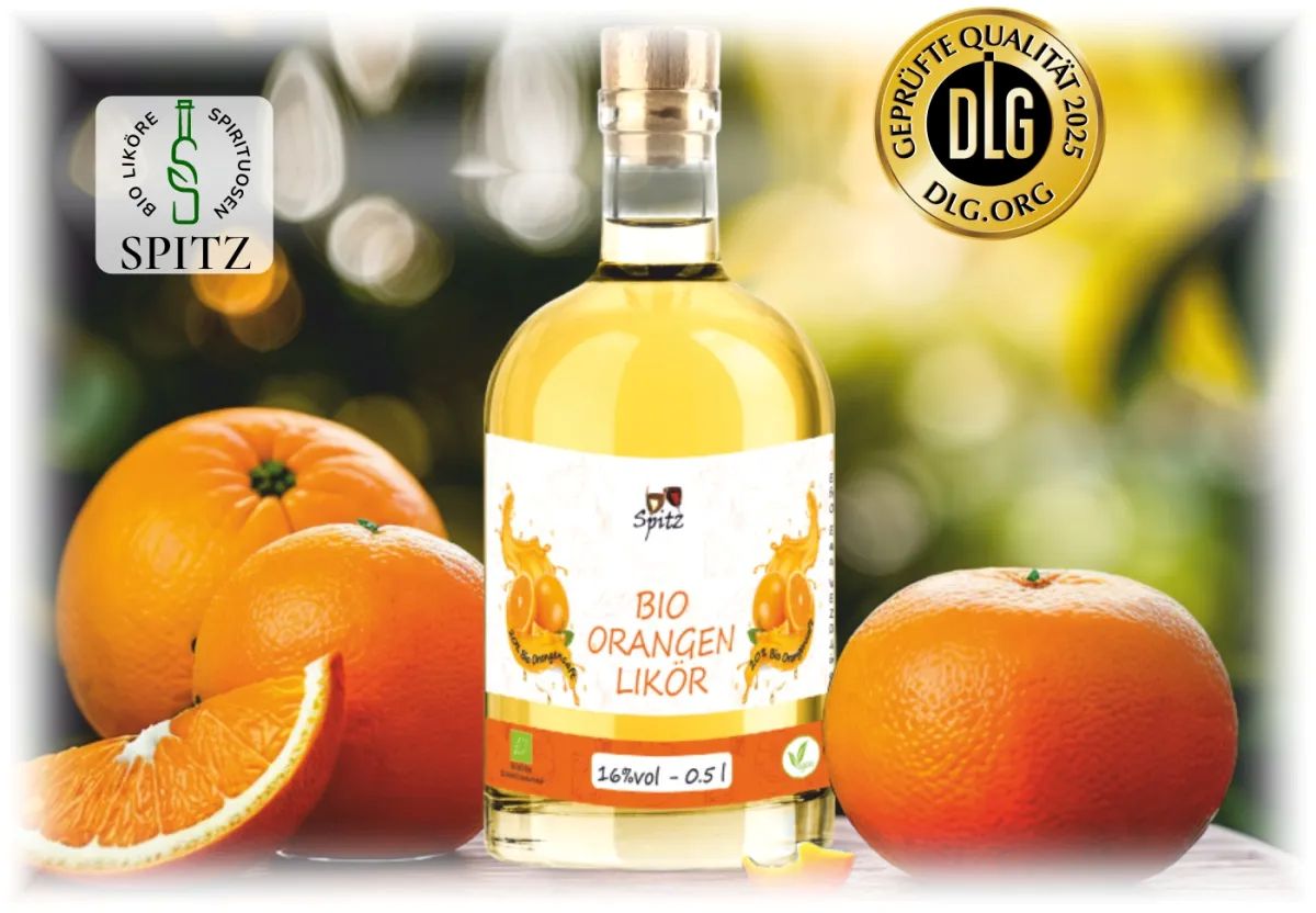 Bio-Orangenlikör Spitz 20 Bio-Orangensaft Goldene Medaille | modelvita.com Bio-Orangenlikör Spitz mit 20% Bio-Orangensaft
