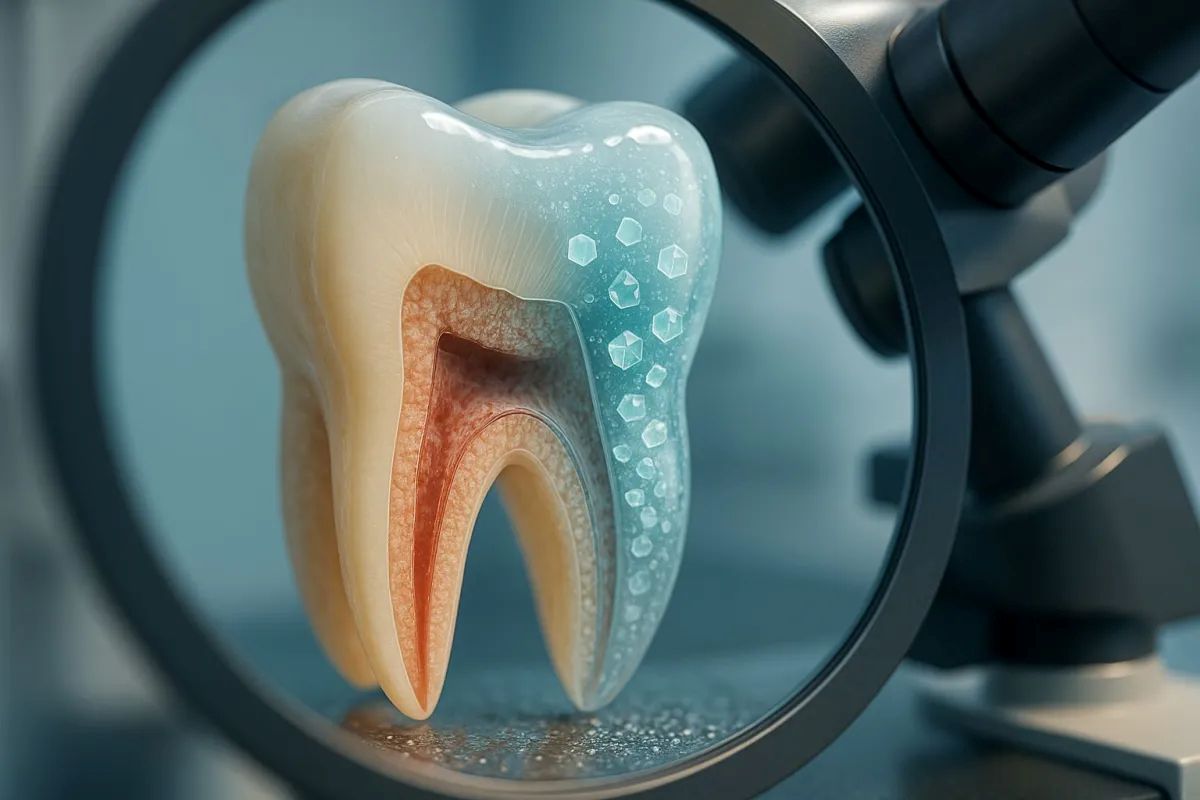 Gibt es bald das Gel das Zahnschmelz regenerieren kann | modelvita.com Schnittbild eines Backenzahns