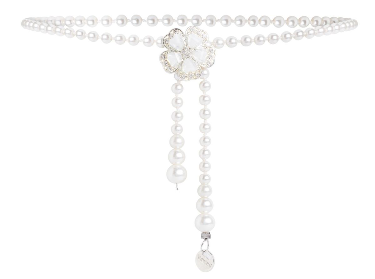 Eleganter Perlengürtel mit Perlmutt und Vanzetti Logoplättchen für 27,95 €