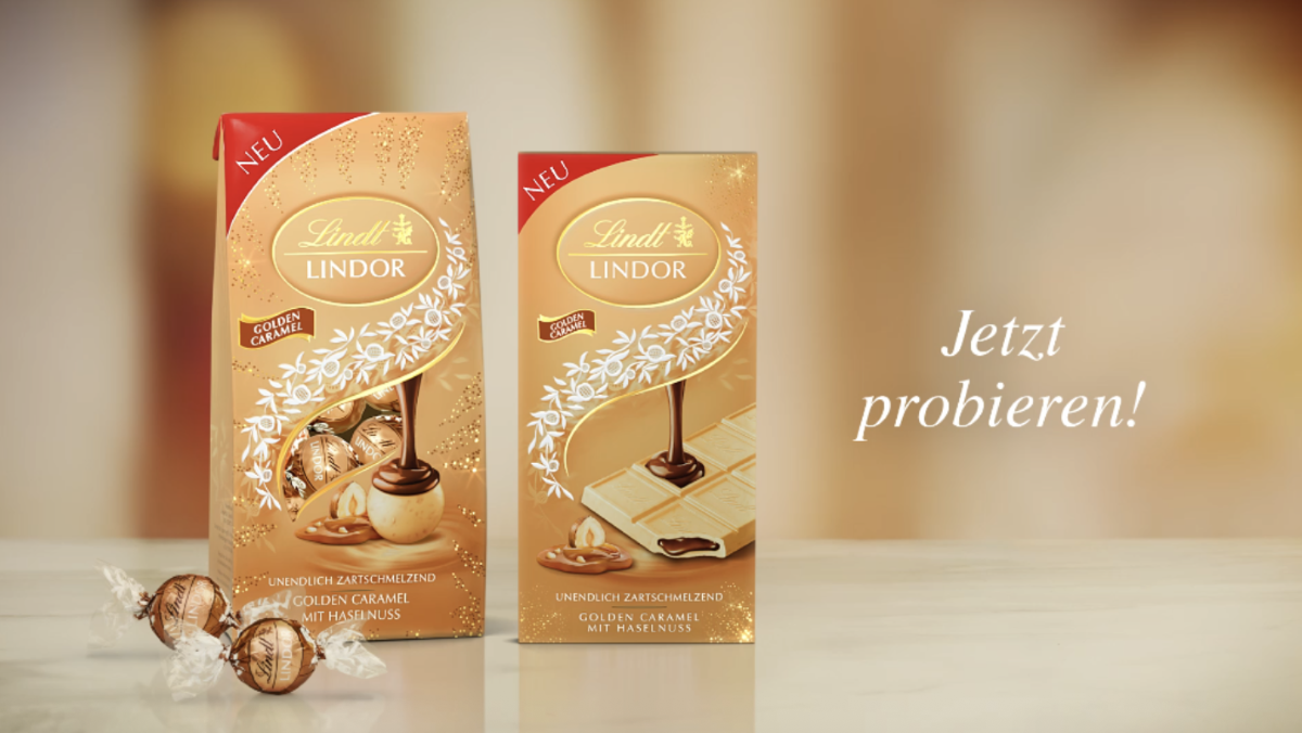 Lindor Golden Caramel mit Haselnuss überzeugt durch eine raffinierte Komposition