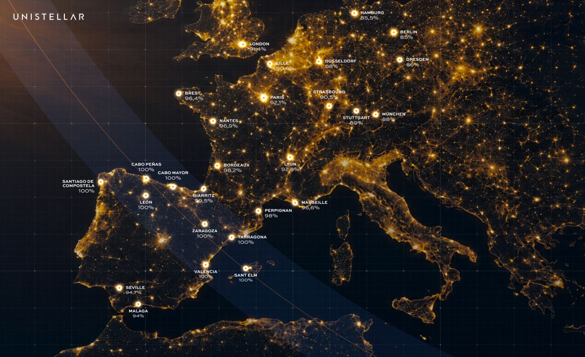 Unistellar Sonnenfinsternis Europa Karte